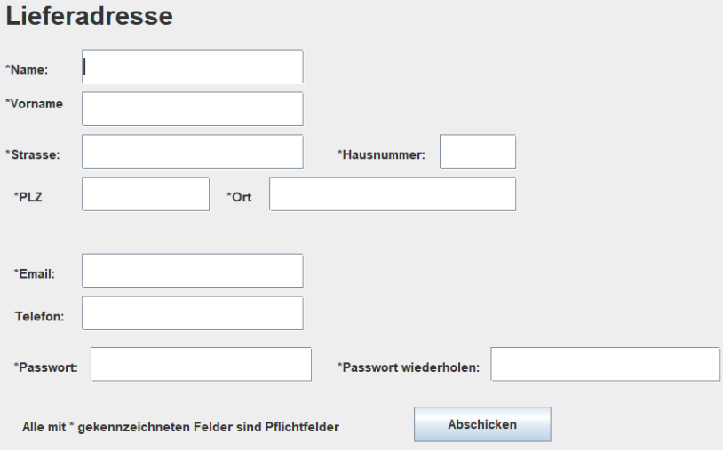 Webformular - Eingabemaske